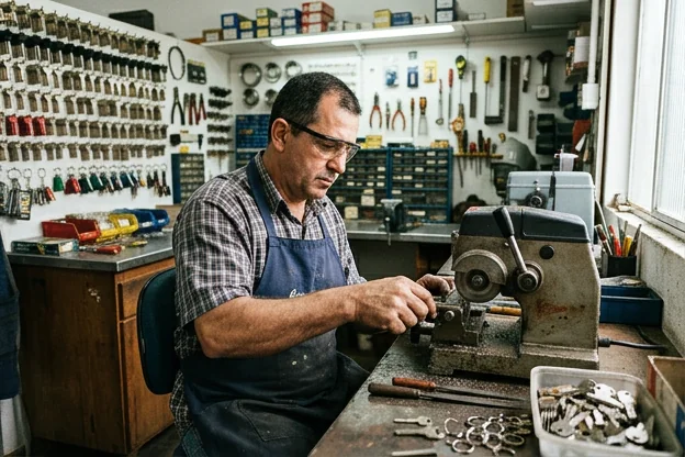 Chaveiro fazendo cópia de chaves em Fazenda Rio Grande.